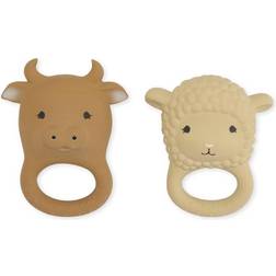 Konges Sløjd Teething Rings 2-pack Farm Sheep/Cow