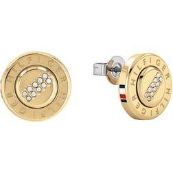 Tommy Hilfiger Engraved Stud Earrings - Gold/Transparent