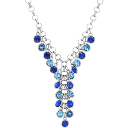 1928 Jewelry Link Round Y Necklace - Silver/Blue