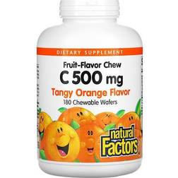 Natural Factors Fruit-Flavor Chew Vitamin C, Tangy Orange, 500 mg, 180 Chewable Wafers