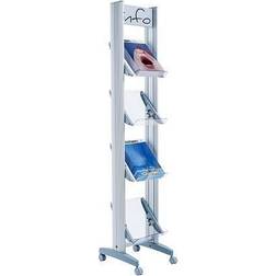 Fast Paper Corner Mobile Literature Display 4 Shelves Grey 47713PL