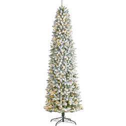 Nearly Natural 9-ft Slim Flocked Montreal Fir Artificial Christmas Tree 108"