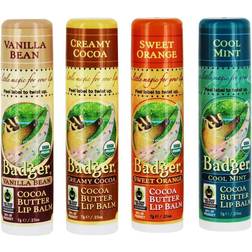 Badger Natural & Organic Lip Balms Variety 4 Pack