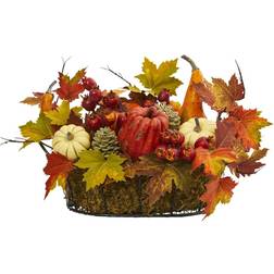 Nearly Natural Large Pumpkin, Gourd, Berry and Maple Leaf Artificial Arrangement