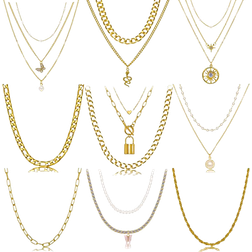 Finetoo 9PCS Gold Necklace Set B09GK6H1H5