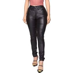 Wayrunz Women's High Waisted Stretch Faux Leather Pants