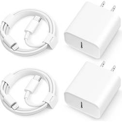 USB-C Wall Charger for iPhone 20W Compatible 2-pack