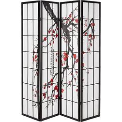 Roundhill Furniture Black Japanese Room Divider 71x71"