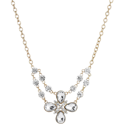 1928 Jewelry Flower Statement Necklace - Gold/Transparent