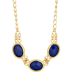 1928 Jewelry Oval Collar Necklace - Gold/Blue