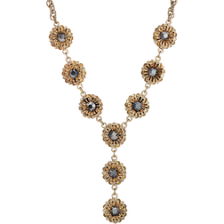 1928 Jewelry Flower Y Necklace - Gold/Blue