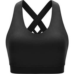 Running Girl Criss-Cross Back Padded Strappy Sports Bra - Black