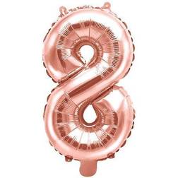 PartyDeco Foil Balloon Number 8 35cm Rose Gold