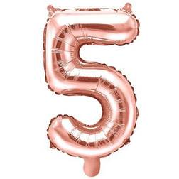 PartyDeco Foil Balloon Number 5 35cm Rose Gold