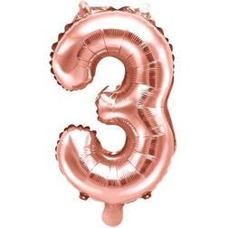 PartyDeco Foil Balloon Number 3 35cm Rose Gold