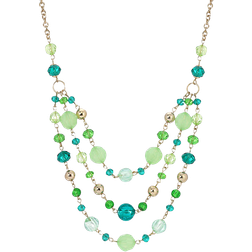 1928 Jewelry Link Beaded Necklace - Gold/Green/Blue