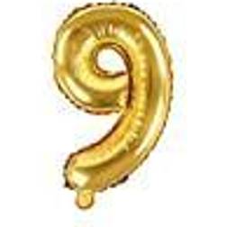 PartyDeco Foil Balloon Number 9 35cm Gold