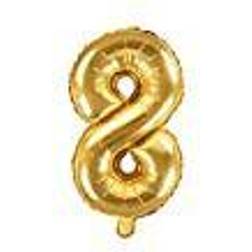 PartyDeco Foil Balloon Number 8 35cm Gold