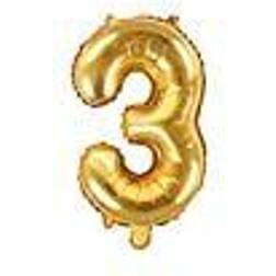 PartyDeco Foil Balloon Number 3 35cm Gold