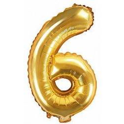 PartyDeco Foil Balloon Number 6 35cm Gold