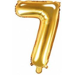 PartyDeco Foil Balloon Number 7 35cm Gold