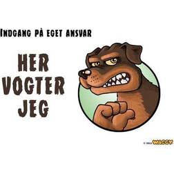 Skilt "Her vogter jeg" Rottweiler
