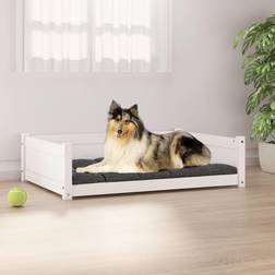 vidaXL Lit Pour Chien Blanc 95,5x65,5x28 cm Bois de Pin Solide Canapé Couchage