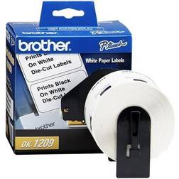 Brother DK1209 Label Printer Labels, 1.1"W, White, 800/Roll White