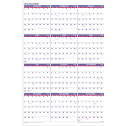 2023 AT-A-GLANCE 36" x 24" Yearly Wall Calendar, White/Purple/Red (PM12-28-23) White