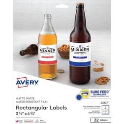 Avery Removable Durable Rectangular Labels, White, 32/Pack (22827) Polyester Quill White