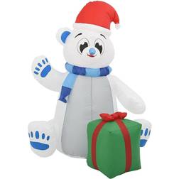 vidaXL Ours polaire gonflable de Noël à LED pour Int/Ext 2,4 m