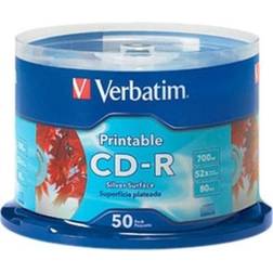 Verbatim CD-R 700MB 52X Silver Inkjet Printable 50pk Spindle 50 Pack