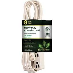 GoGreen Power 16/3 8 3-Outlet Extension Cord White