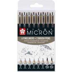 Sakura Pigma Micron fineliner set 8 pens, Light Cool Gray