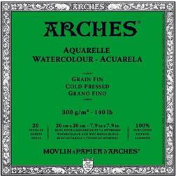 Arches Aquarelle Cold Pressed Watercolor Block 7.9 x 7.9 in 140 lb 20 Sheets