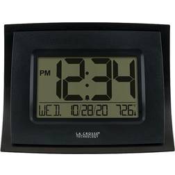 LA CROSSE TECHNOLOGY WT-8002U-B-INT Black Digital with Indoor Temperature Wall Clock