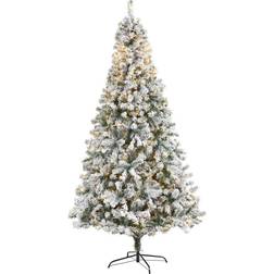 Nearly Natural 8ft. Pre-Lit Flocked Rock Springs Spruce Artificial Christmas Tree 96"