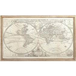 Litton Lane 9th & Pike(R) Beige Traditional World Map Wood Wall Beige