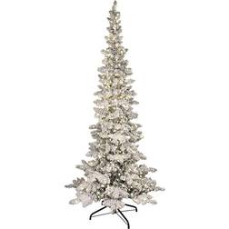 Puleo International 7.5 ft. Pre-Lit Flocked Slim Whistler Pine Artificial Christmas Tree