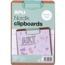 Apli Clipboard Nordik, board A5, wooden, with metal clip, pastel green