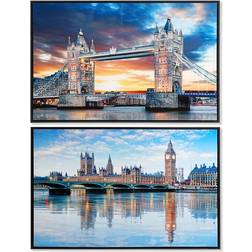 Dkd Home Decor Lærred London (90 x 2.5 x 60 cm) (2 enheder) Billede