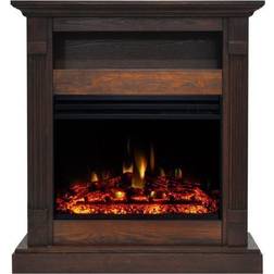 Cambridge Sienna 34-In. Electric Fireplace Heater with Walnut Mantel, Enhanced Log Display, Multi-Color Flames, and Remote Control