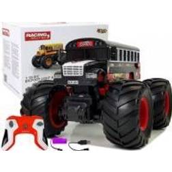 Lean Cars Remote Control Big Wheel Bus 2.4G Sound, Black Color