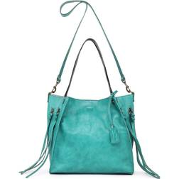 Old Trend Women's Genuine Leather Daisy Tote Bag Aqua