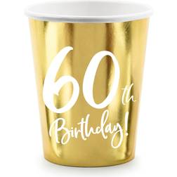 PartyDeco Paper Cups 60th Birthday 6-pack