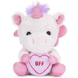 Posh Paws 37685 Swizzels Love Hearts Sparkles The Unicorn, 'BFF' 18 cm (7-tum) mjuk leksak, vit