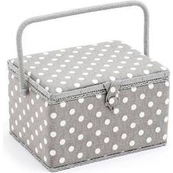 Grey Polka Dot Large Sewing Box Grey