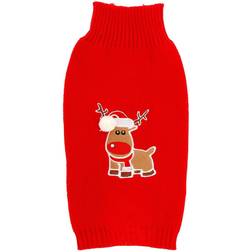Dogman Stickad tröja Julmotiv Ren Red 35cm