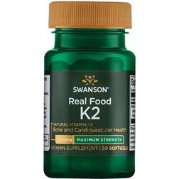 Swanson Maximum Strength, Real Food K2, 200 mcg, 30 Softgels 30 pcs