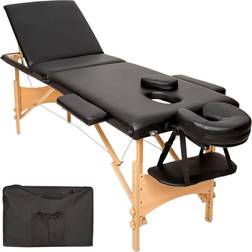 tectake 3-zone massagetafel met vulling en houten frame zwart